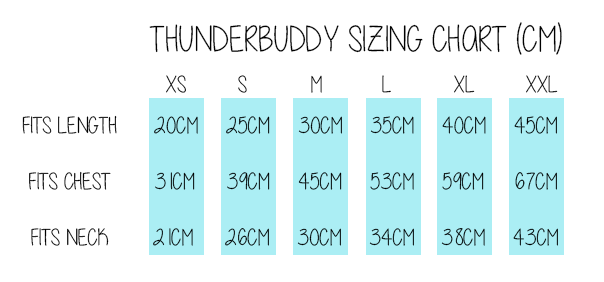 THUNDERBUDDY SIZE CHART THUNDERBUDDY SIZE CHART